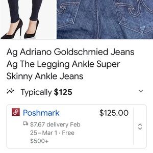 Ag Adriano goldschmied regular inseam(not ankle) super skinny “the legging”